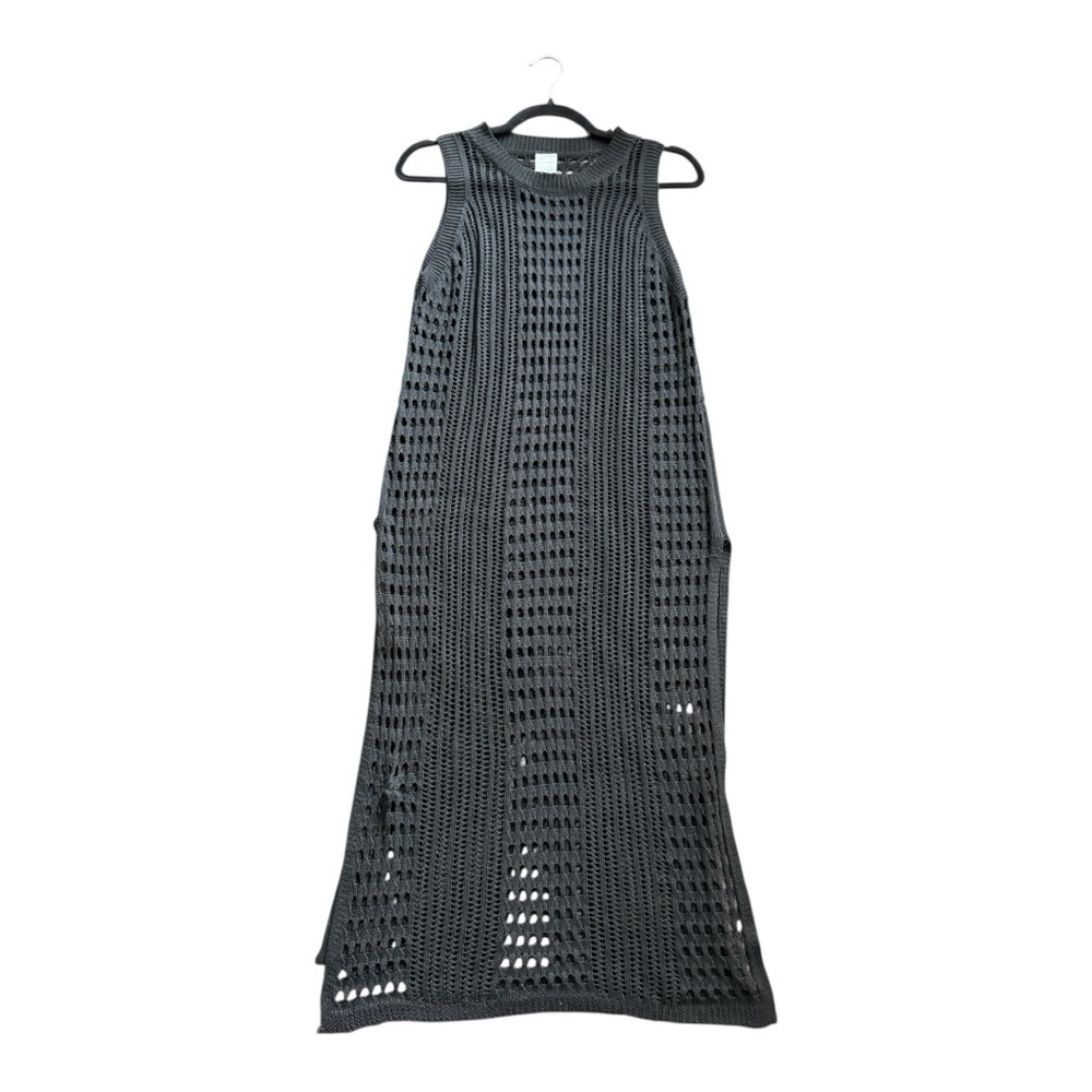 Waves to Coast Black Sleeveless Crochet Midi Maxi Dress Women’s Med Swim Coverup - Picture 7 of 12